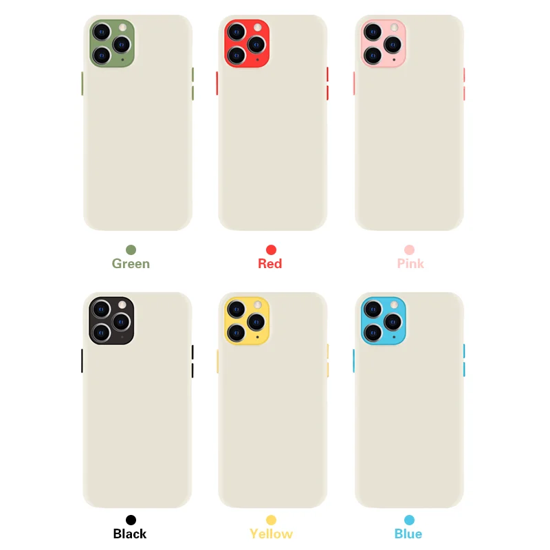 

Frosted Matte Color button design Cell Phone Case for iPhone 13 12 Pro Max X XR XS Max Ultra Thin Case Back Covers, As picture