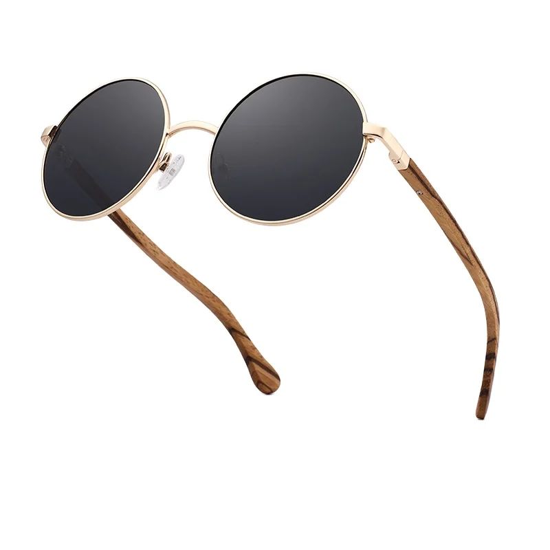 

2021 new arriving mens women Round Bamboo wooden Retro vintage wood sunglasses polarized for sale