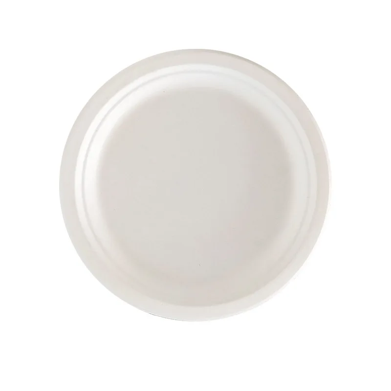 

Compostable Portable Disposable Pulp Plates Sugarcane Durable Round Bagasse Plates