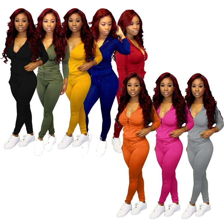 

M0463 wholesale fall clothing for women tracksuits hoodie two piece outfits, Picture