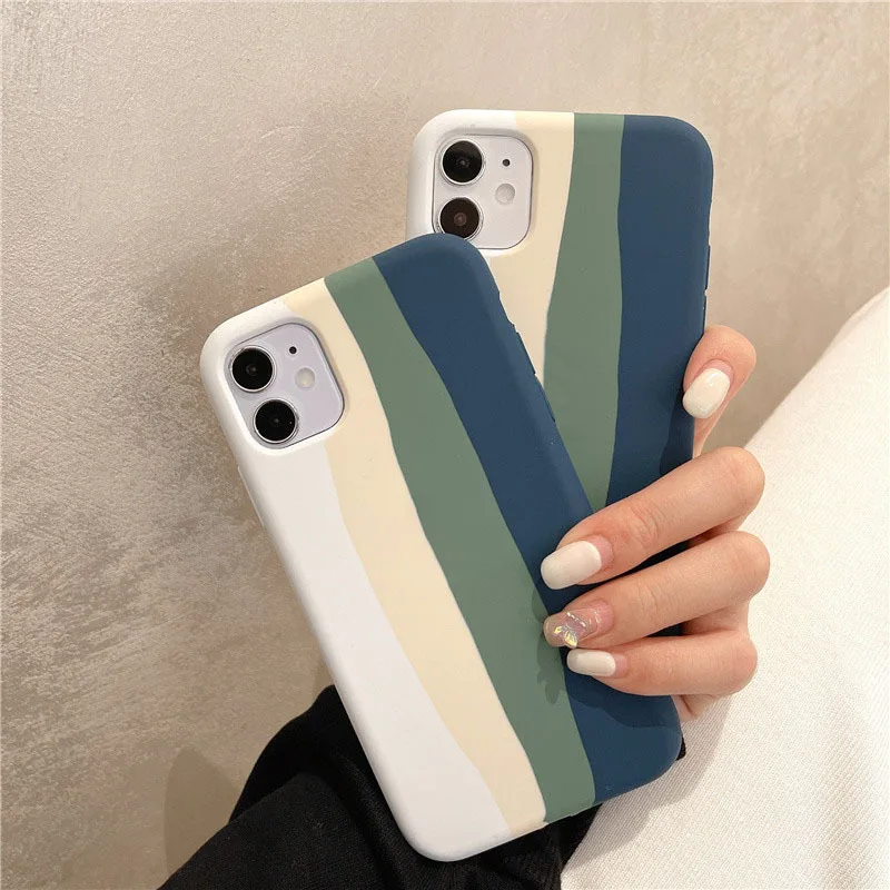 

For iphone 12 mini pro max mobile back cover case 11 pro xs xr 7 8 plus Custom Soft silicone Shockproof rainbow phone case