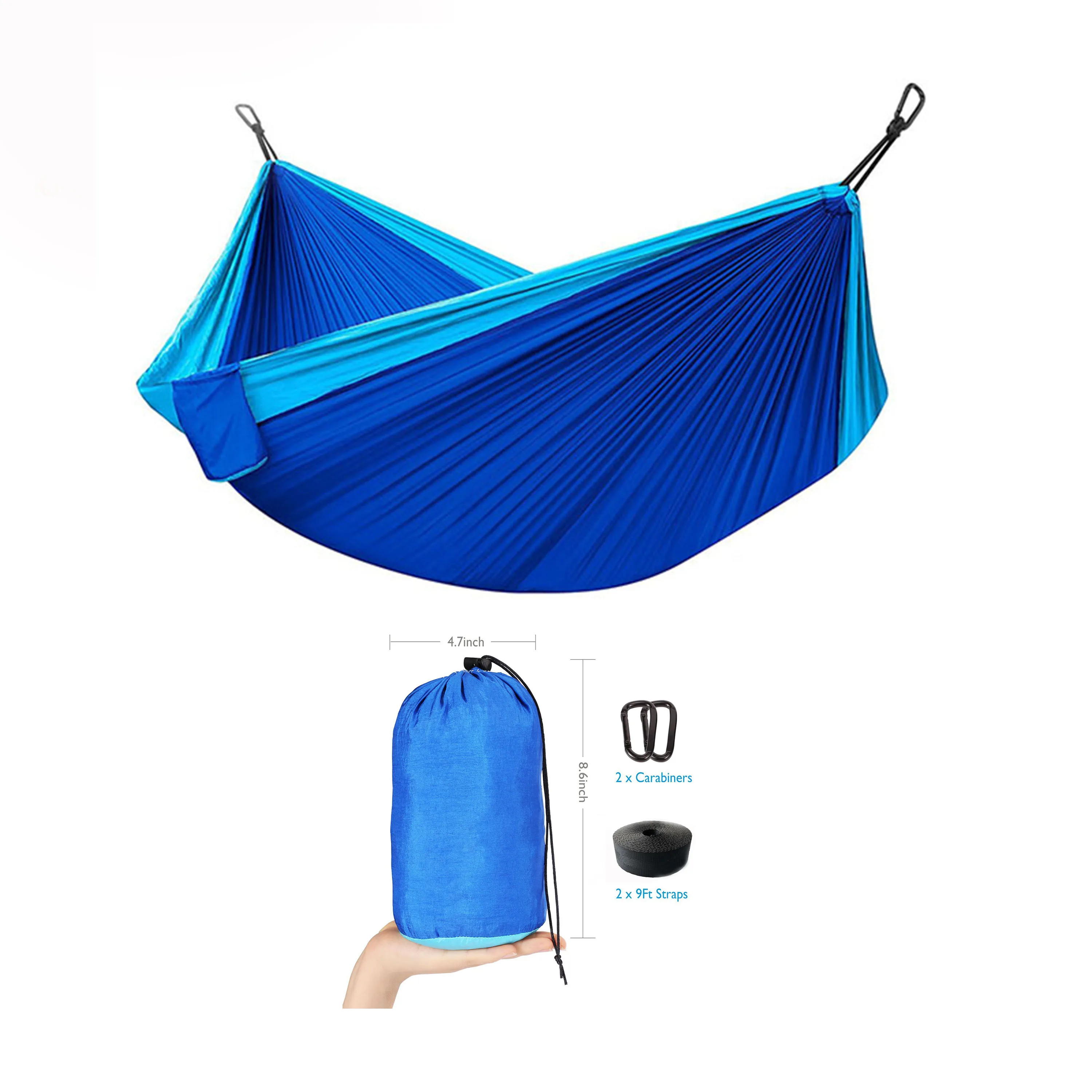 

High Quality Wholesale Nylon Fabric Hammock Top Heavy Duty Popular Rip Stop Portable Hammock, Customized