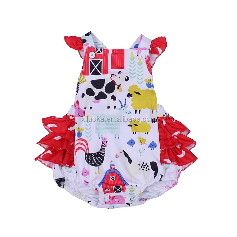 

High Quality Farm Style Girl Bubble Boutique Clothing Wholesale Newborn Baby Romper, Picture