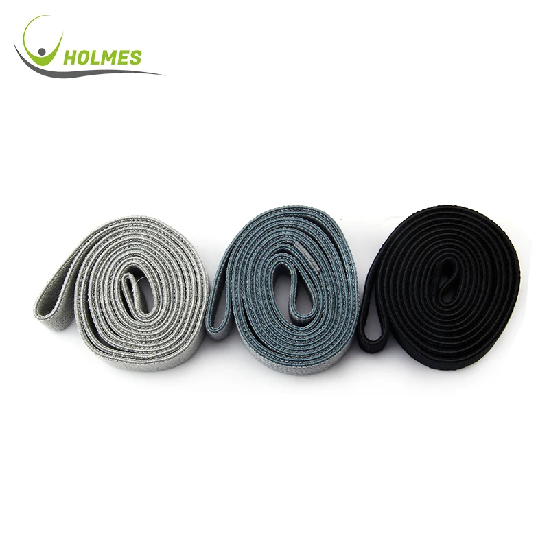 

Wholesale fitness long custom logo printed 3 fabric long resistance bands set, Pink/gary