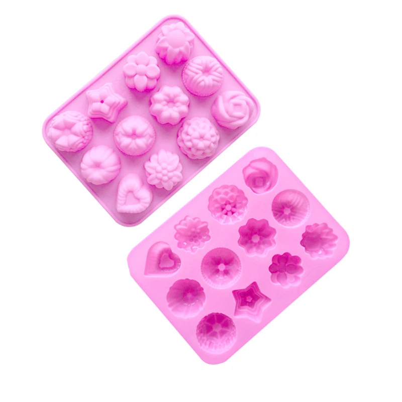 

Z0098 Wholesale selling 12 Cavity different flower shapes silicone moon cake mold DIY handmade aromatherapy soap molds