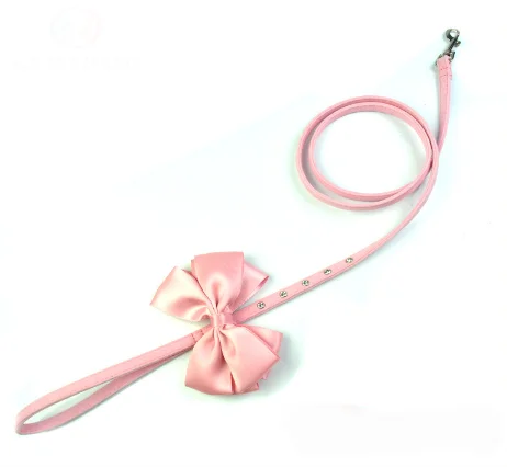 

Lovely Pet PU Collar Butterfly Bowknot Dog Pulling Rope Cute Pet Leash Durable Dog Collar, Pink