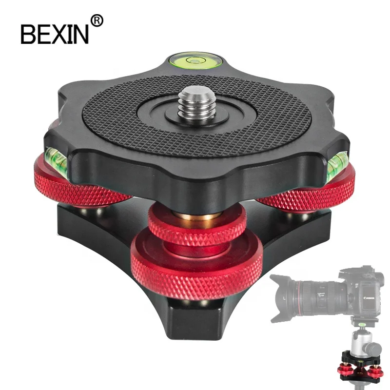 

BEXIN Factory Manufacturing Precision Bubble Level Base Camera Head Tripod Level Base Monopad Ball Head Photography Accessories, Black+red