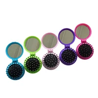 

Custom Detangling Children Pocket Portable Flexible Compact Small Mirror Folding Travel Hair Brush