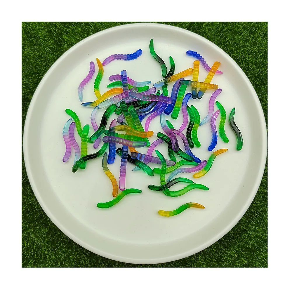 

3D Worm Insect Toys Rainbow Colors Animal Figurines Mini Statue Fairy Garden Gifts DIY Playing Miniatures