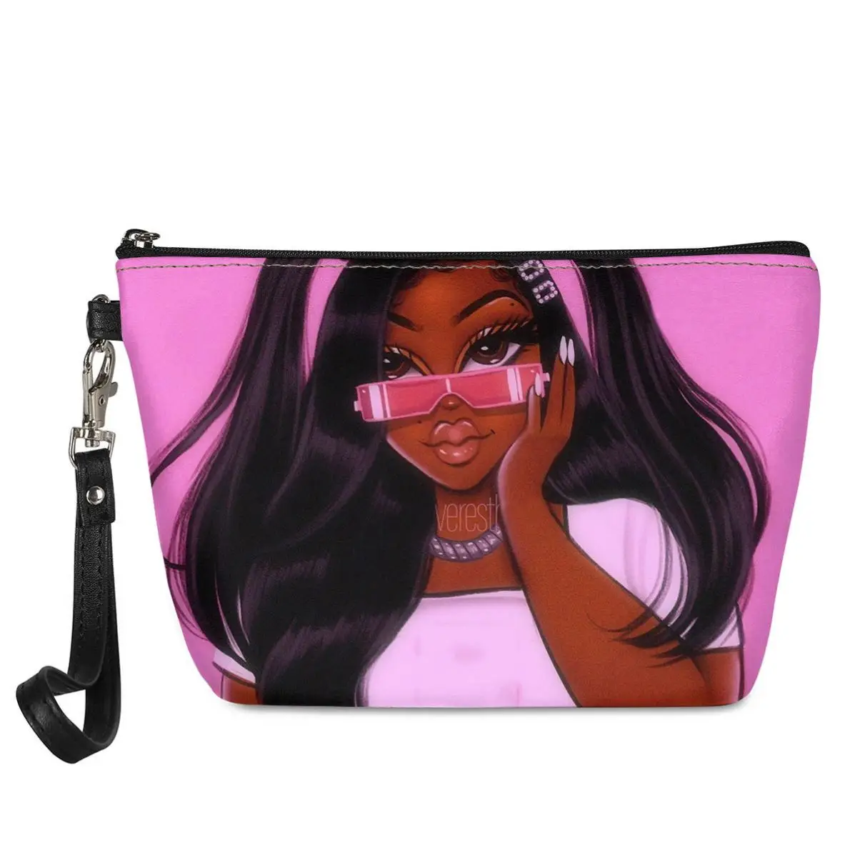

Hawaiian Style Ladies Genuine Leather Handbags African Girl Make Up Bag Cosmetic Leather Make Up Bags, Customized , print on demand