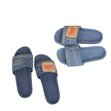 

Women shoes 2021 summer denim slippers women can wear flat heel beach slippers, As picture