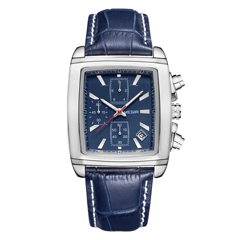 

Luxury Army Sport Chronograph Reloj Megir 2028 G Mens Quartz Watch Cool Square Face Watches For Men