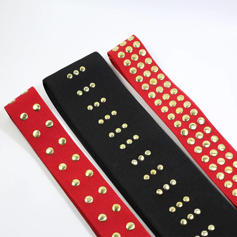 

metal trimming elastic webbing rock style elastic band with studs for clothing