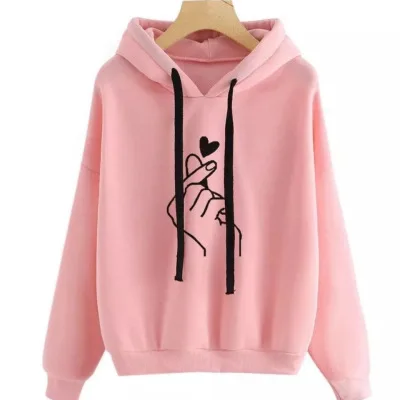 

JY040 2021 fashion plain hoodies for women korean Multicolor print loose casual longs leeve heavy hoodie, Picture