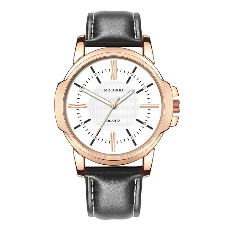 

2021 Hot Selling Customized Imitation-Leather Case Quartz Watch for Men's Gift