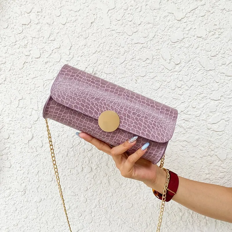 

2021 fashion crocodile pattern women's small bag Korean designer PU chain women messenger bag wholesale