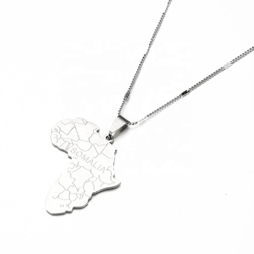 

Stainless Steel Africa Map With Somalia Pendant Necklaces African Maps Chain Jewelry