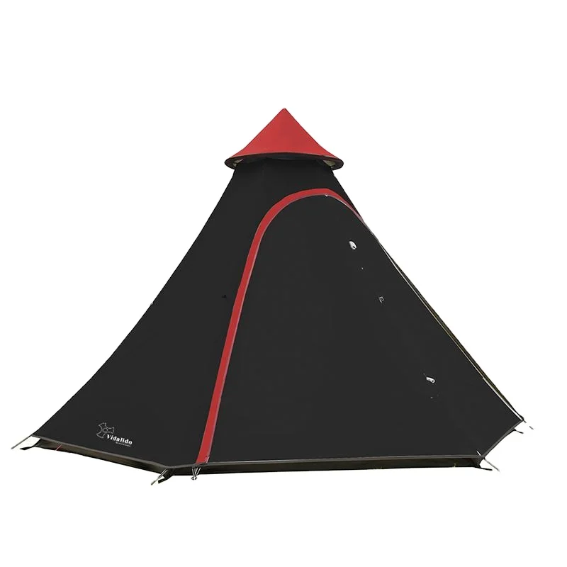 

High Quality double layer 4-6 person waterproof fabric Indian teepee camping wholesale outdoor tents, Beige/khaki/black/grey green