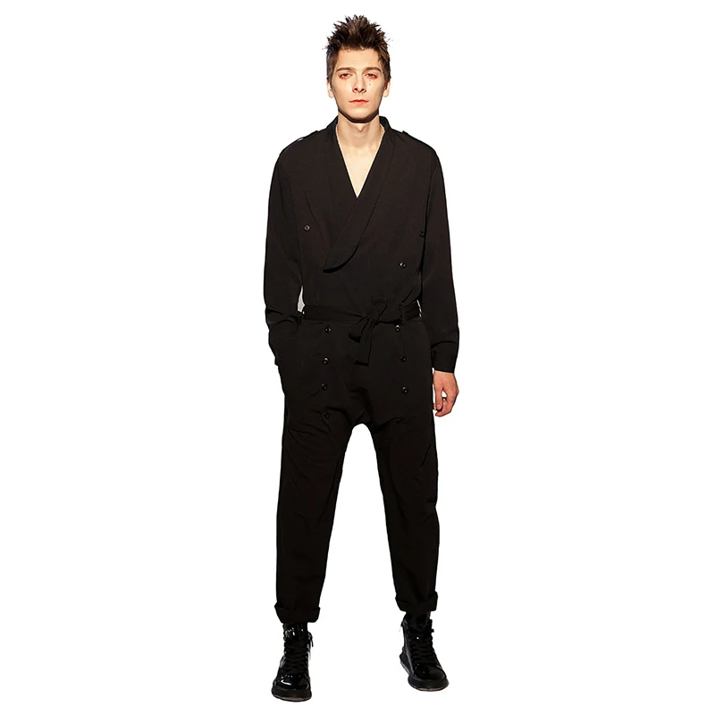 

European and American show casual Jumpsuit loose Jumpsuit spring and summer fashion men's Jumpsuit men's pants hairstylist's