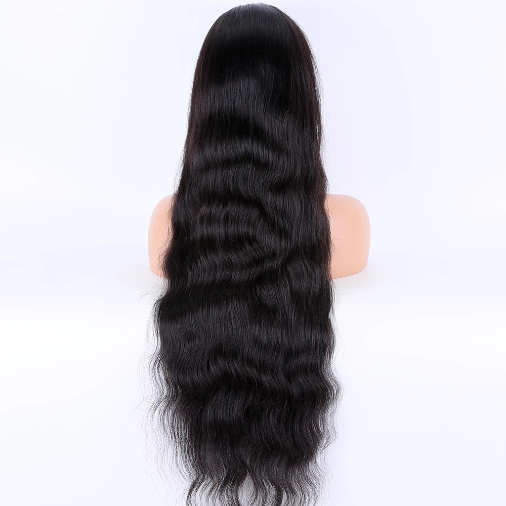 

Ready to ship 30 inches natural black color natural straight wigs human hair lace front