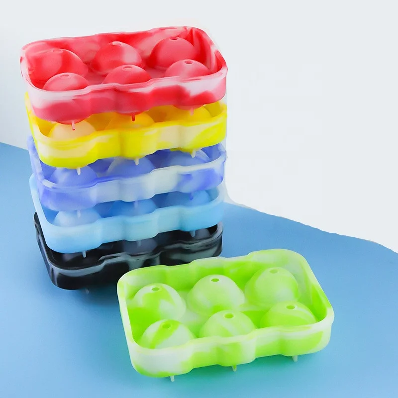 

Creative DIY Camo Color 6 Holes Ice Cube Silicone Molds Round Ice Tray, Red green black royal-blue sky-blue yellow