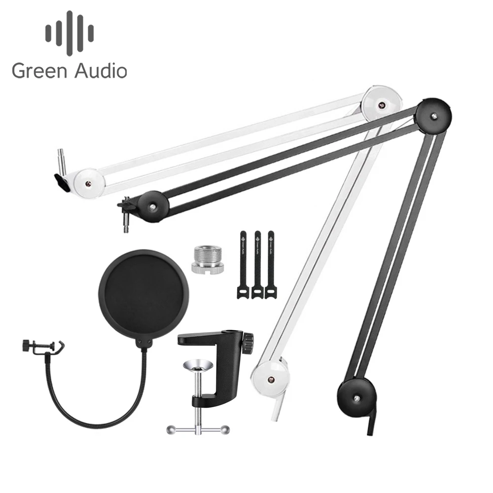 

GAZ-40 Professional Live Microphone Holder Suspension Boom Scissor Arm Stand with Mic Clip Table Mounting Clamp