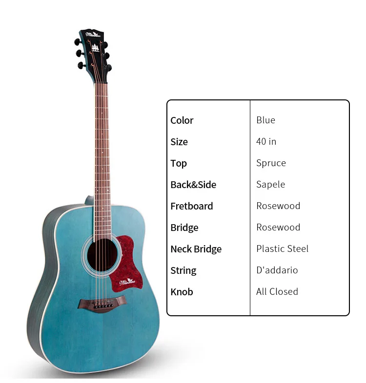 Bullfighter D-4016 Spruce Wood  Affordable OEM Acoustic Guitar Solid Top