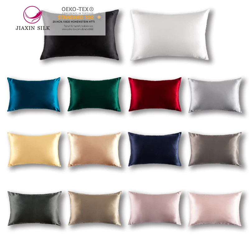 In stock 19 mm 100% mulberry silk pillowcase with zipper real silk pillow case wholesale