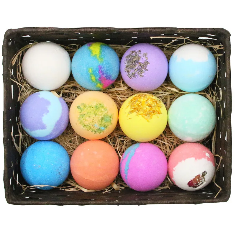 

Hot Sale Essential Oil Natural Organic Custom Scented Gift Box Bath Bomb Set of 12 for Valentine