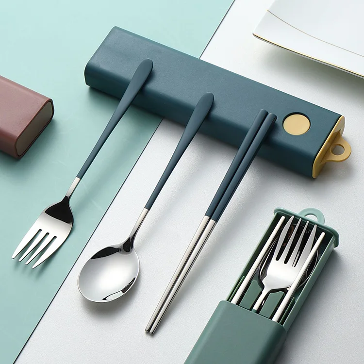 

Patent 3PCS Dinnerware Sets Online Top Seller Kitchen Nordic 18/10 Stainless Steel Chopsticks Spoon Fork Flatware Cutlery Set