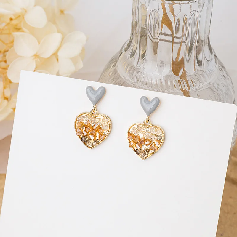 

fashion trendy crystal heart druzy earring women