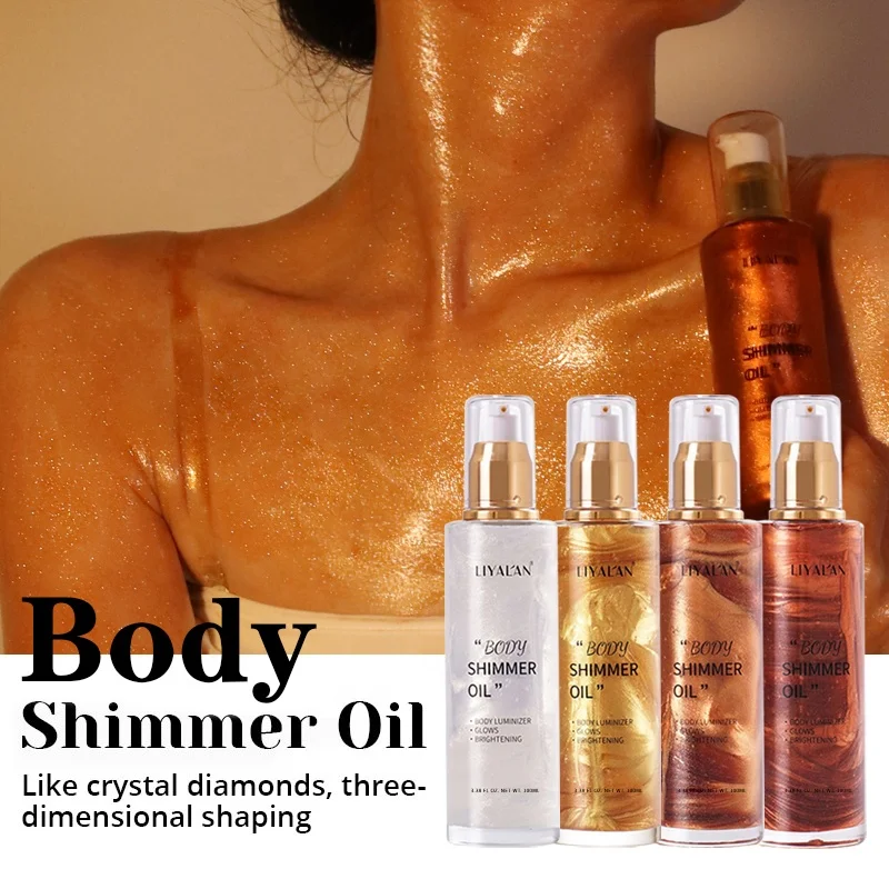 

Private Label Vegan Glitter Body Glow Face Makeup Cosmetics Body Shimmer Oil Liquid Highlighter