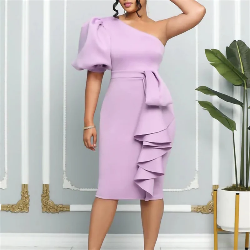 

Fashion evening dress women vestidos party prom wear one shoulder formal dresses