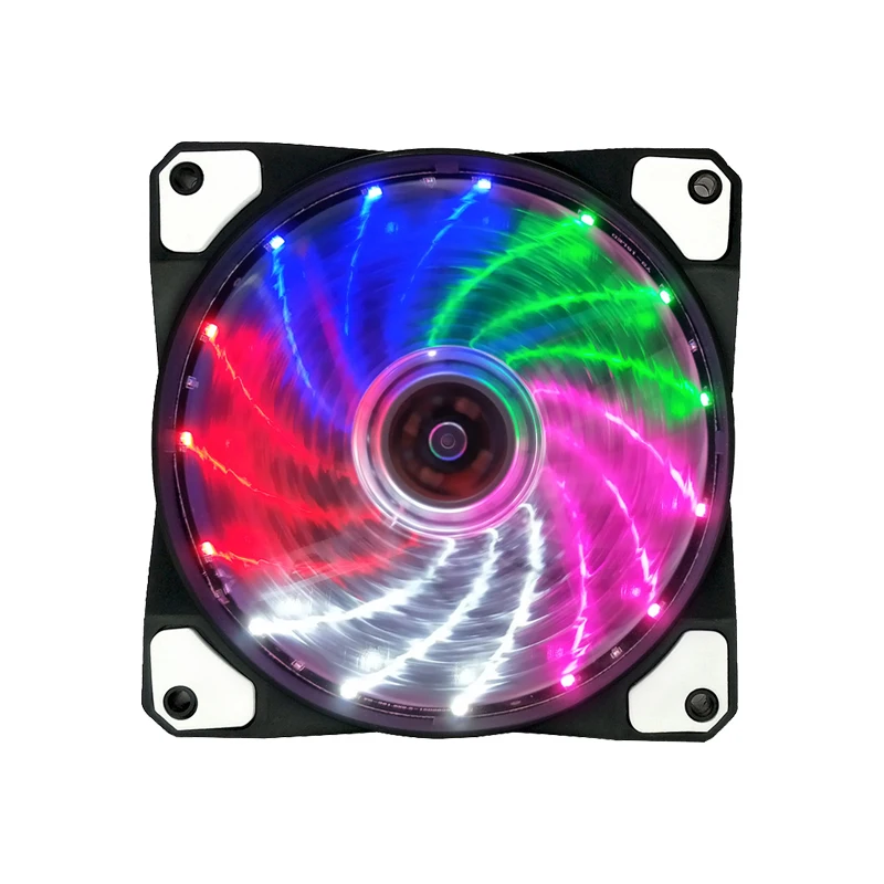 

Factory OEM Radiator 12V CPU Cooler Case RGB Fan 120mm Ventilador PC 15 LED Light Cooling Fans for Gaming Case, Multi-color, green, red, white, blue