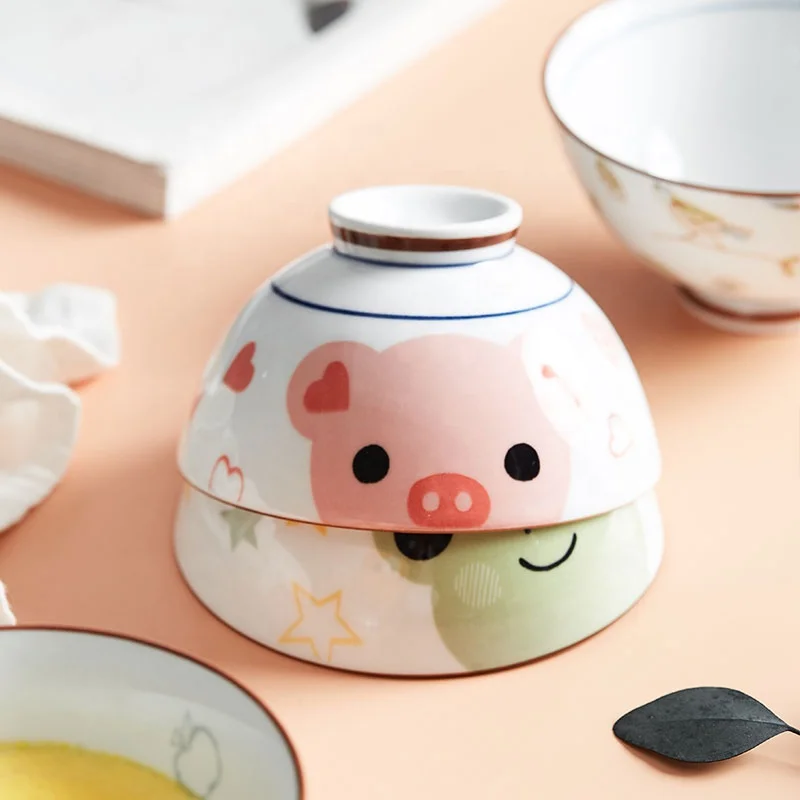 

Japanese style household bowl set Nordic simple ceramic bowl large eating small noodle soup bowl, As picure or customized