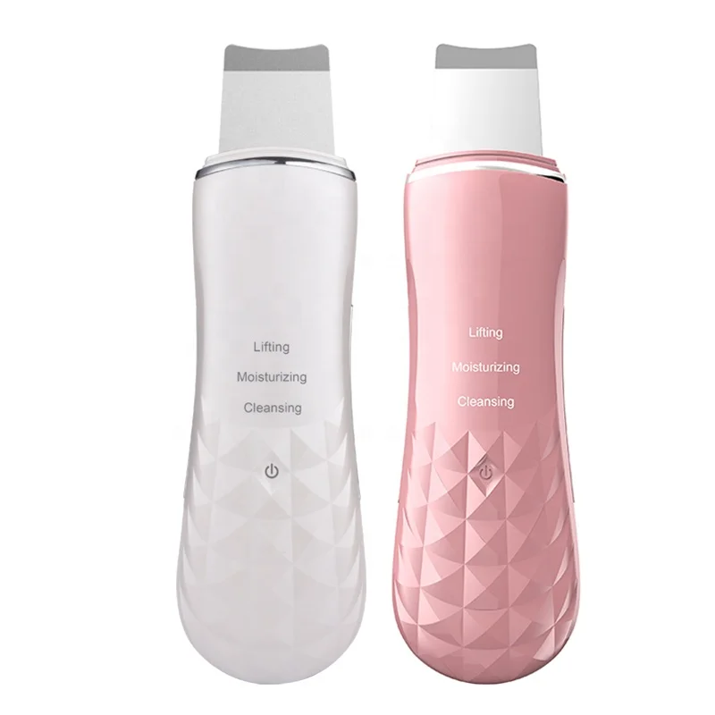 

Portable Electric Heating Black head Removal Face Cleaner Skin Scrubber Spatula Ultrasonic Scrubber, Pink/ white