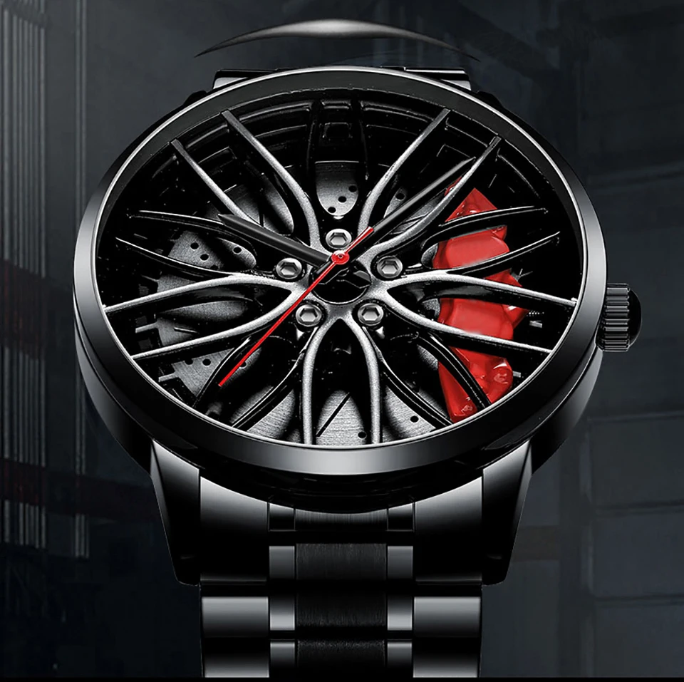 

New Sports Car Men Watches Quartz Waterproof Sport Rim Hub Wheel Stainless Steel Luxury Wristwatch Car Quartz Men's Watches Man