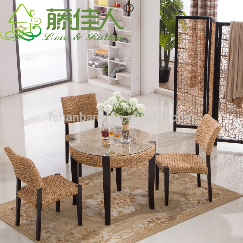 Java Ev Oturma Sunroom Doğal Rattan Su Sümbülü Bambu Yemek