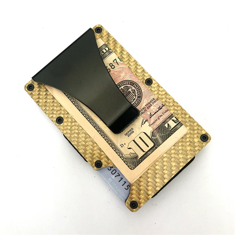 

Amazon rfid luxury skinny spring designer wide custom metal steel personalize mens wallet gold carbon fiber money clip holder, Optional