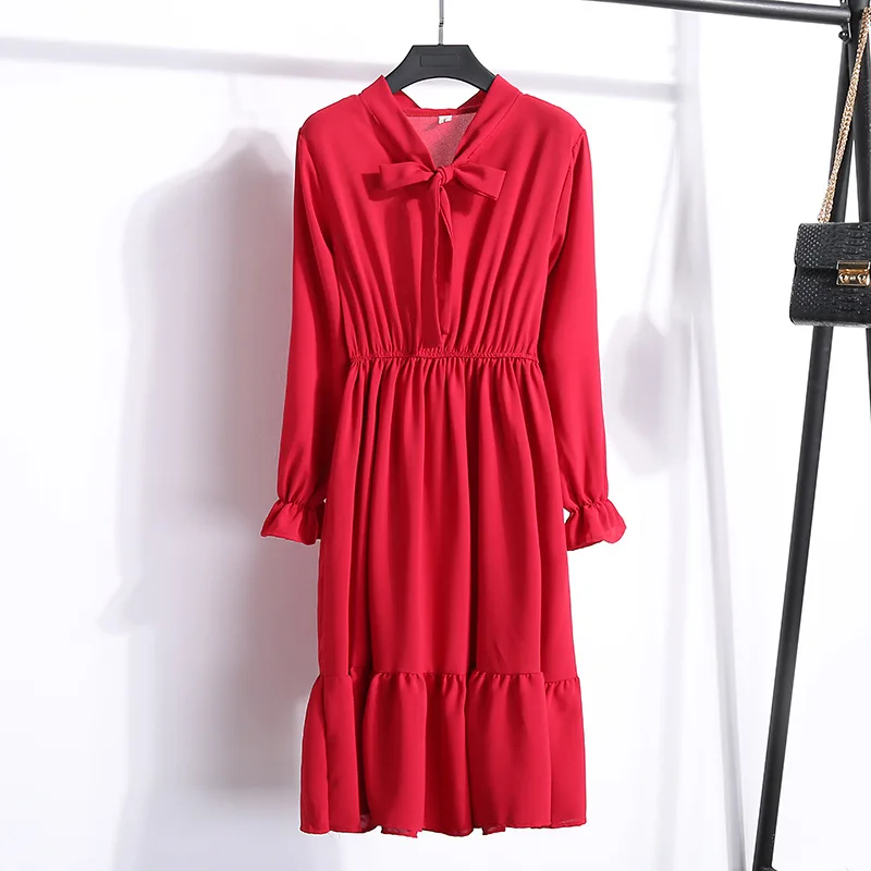 

Spring women's new floral chiffon dress mid-length waist bottoming skirt for ladies, Picture color