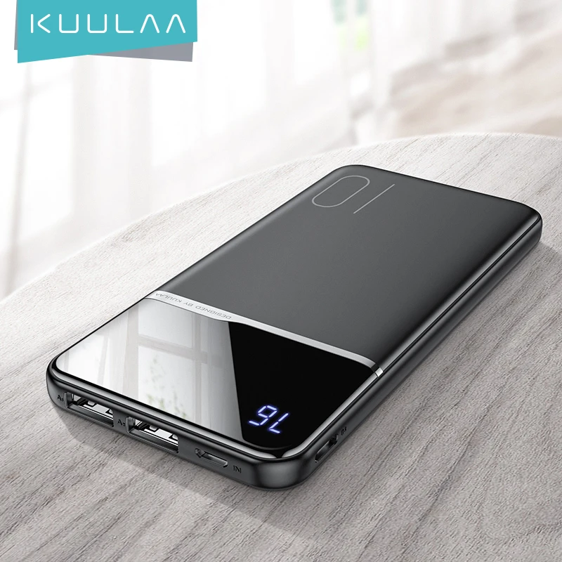 

KUULAA Universal Digital Display Mirror Black White Color 10000 Mah Thin Power Banks Power Bank 10000mAh