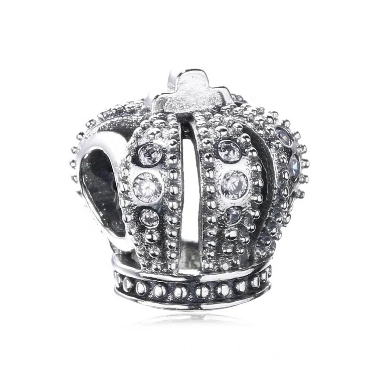 

Wholesale hollow pendants vintage Zircon silver charm crown pendant