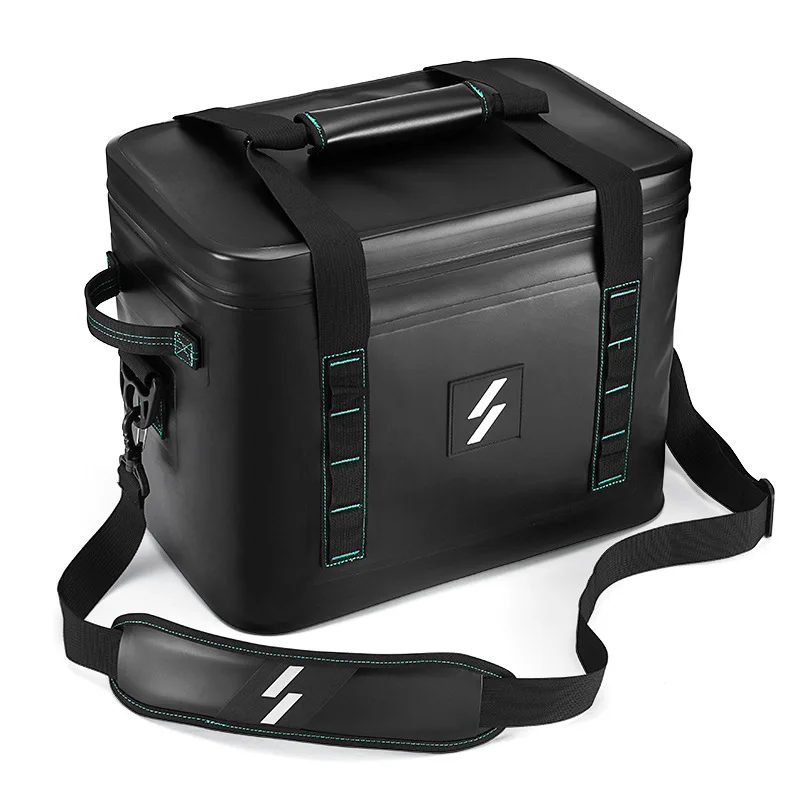 

high-capacity Outdoor camping picnic ice pack portable waterproof TPU insulation bag wireless car refrigerator, Black
