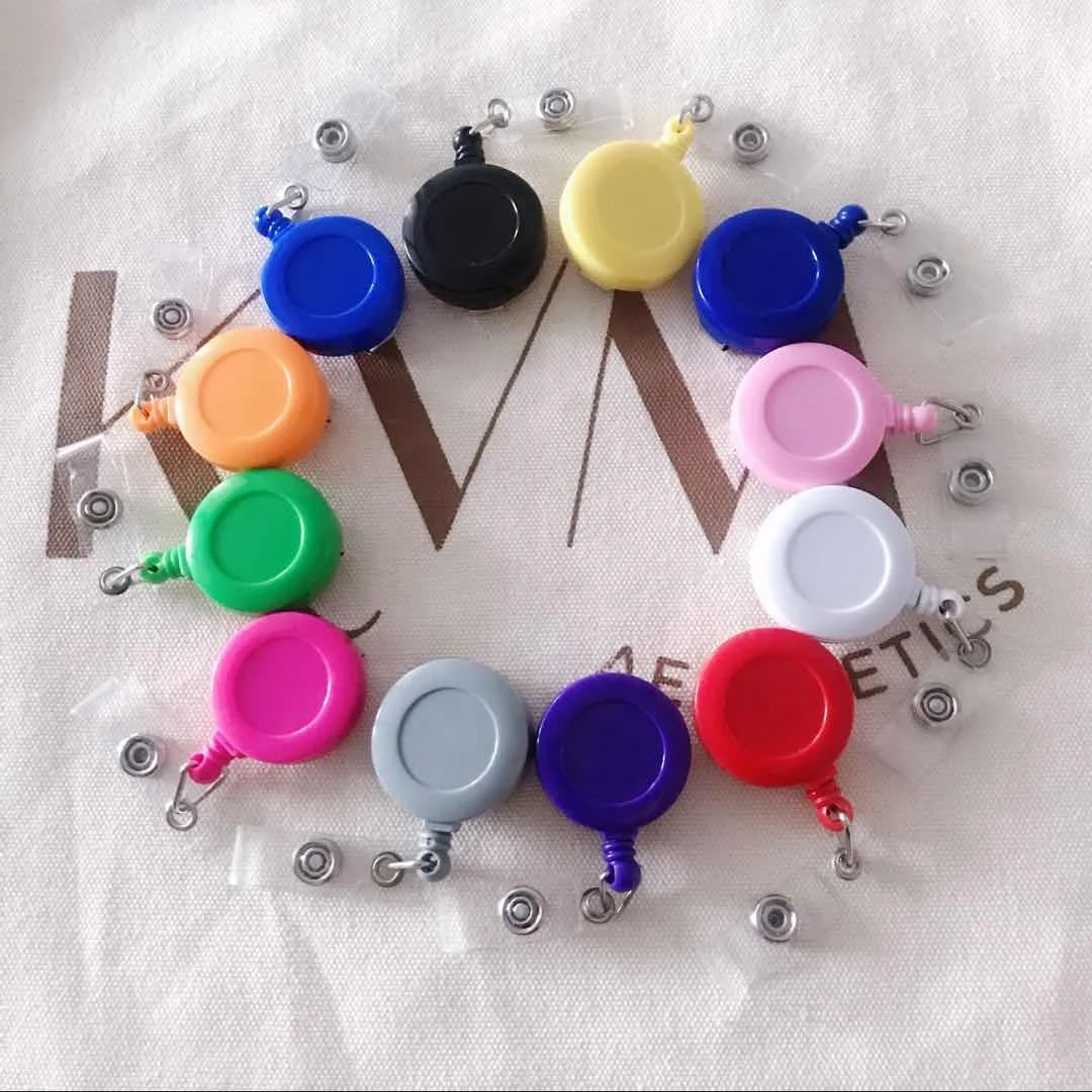 
Custom plastic retractable badge reel metal clip with ID card holder 