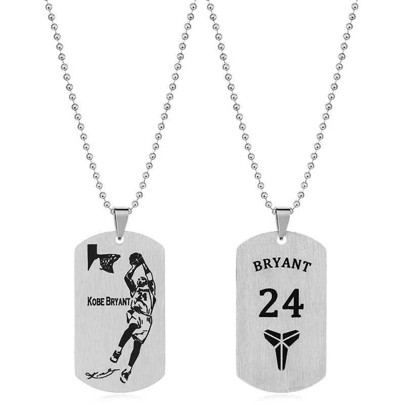 

HONGTONG Factory Outlet Amazon Hot Sale Basketball Star Army Brand Logo Souvenir Stainless Steel Necklace, Picture shows