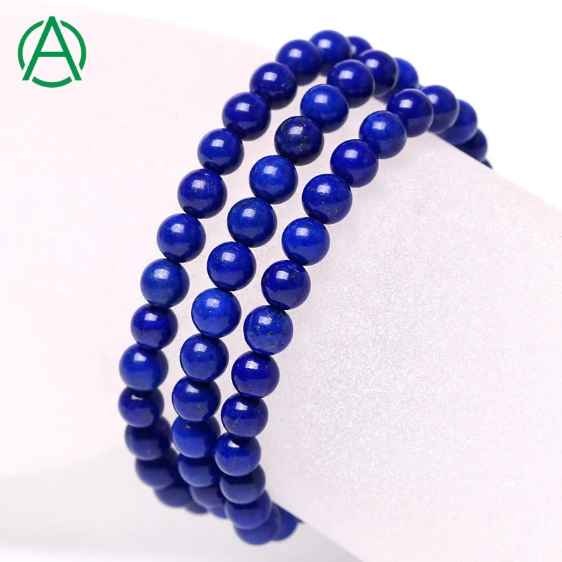 

ArthurGem Genuine AAAAA Grade Afghanistan Lapis Lazuli Gemstone Beaded Bracelets Natural 4-6 mm Lapis Lazuli Bracelets for Women, Natural color