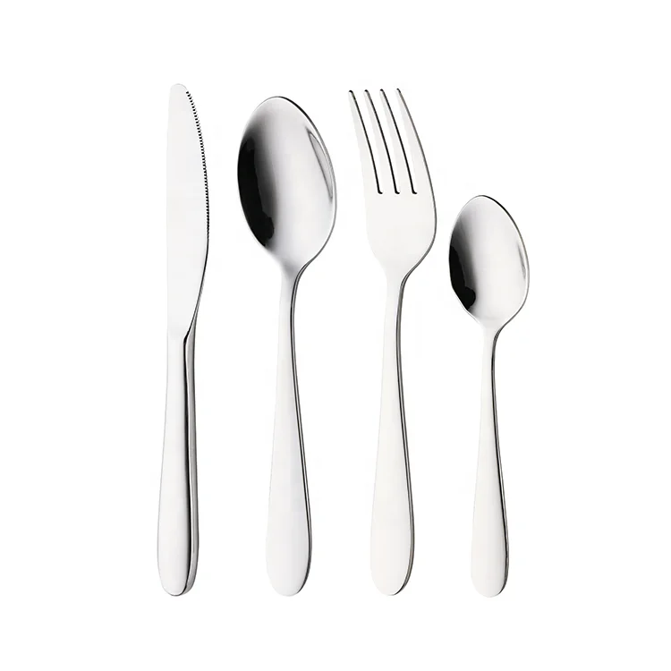 

4PC High Quality Metal Silver 2019 Spoon Knife Fork Set Hot Sale Children Stainless Steel cutlery set For Kids