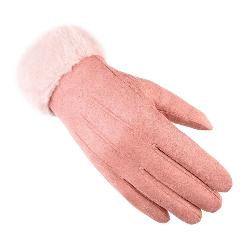 
Winter Adult Thickened Warm Fur Mouth Driving And Biking Sports Touch Screen Gloves 