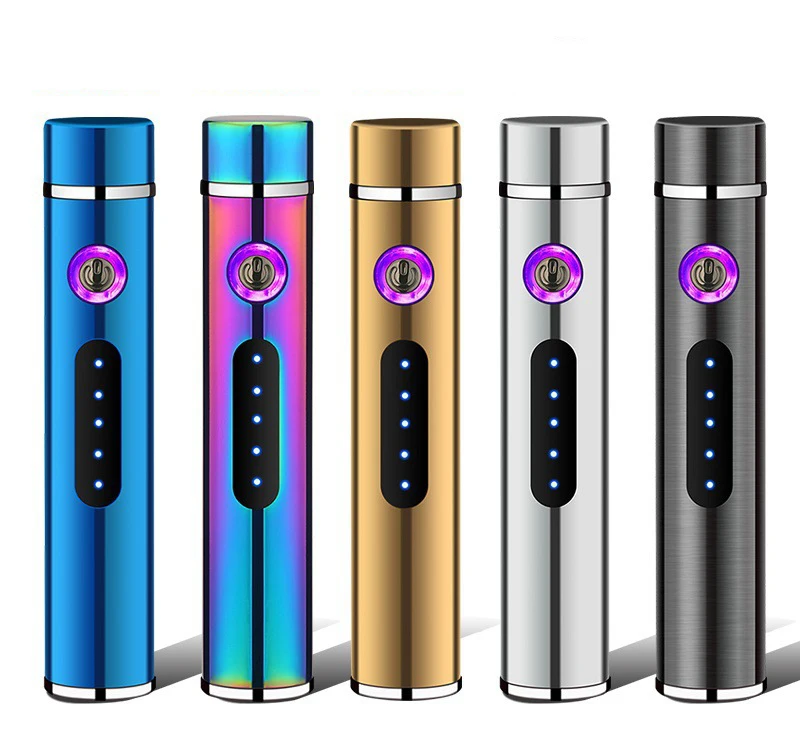 

2021 Mini Portable USB Dual Arc Lighter Ignitable Cigar Tobacco With LED Button And Battery Indicator Lighter, Multi colors