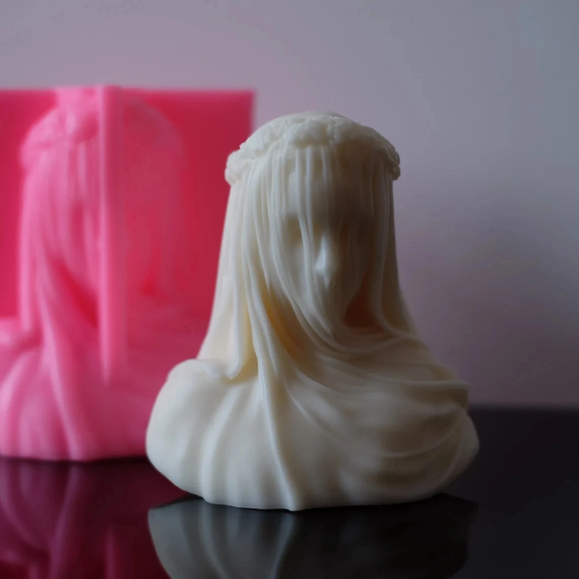 

GC Veiled Maiden Lady Bust Statue scented candles Silicone Mold for candle making moldes de silicona para velas, Random